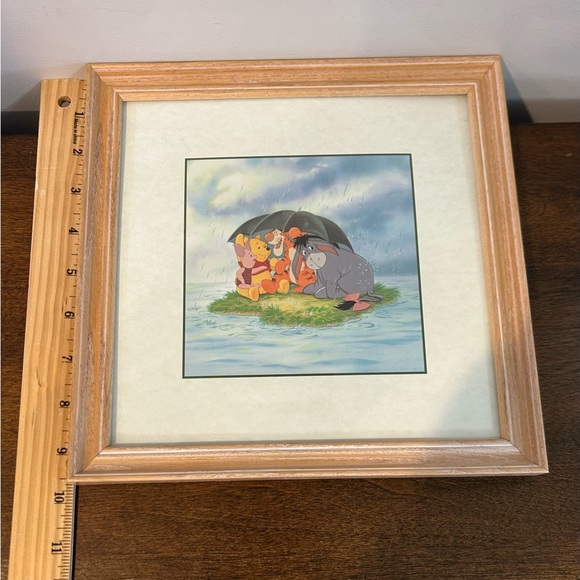 Vtg DISNEY Pooh Bear & Friends Spring Framed Matted Wall Art Four Seasons Series - Picture 5 of 6